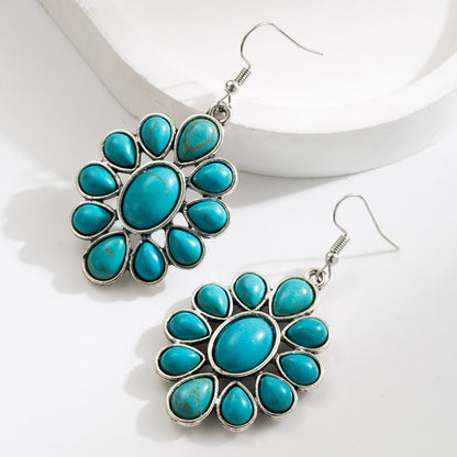 Western Howlite Turquoise Dangle Earrings