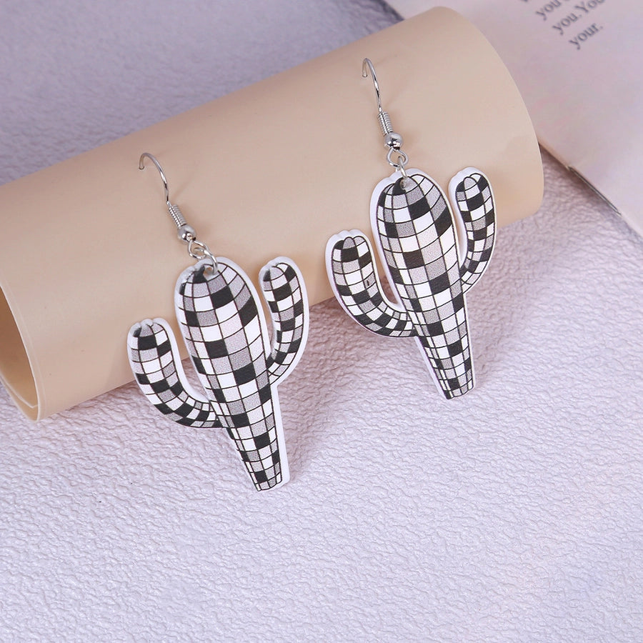 Disco Cactus Acrylic Drop Earrings