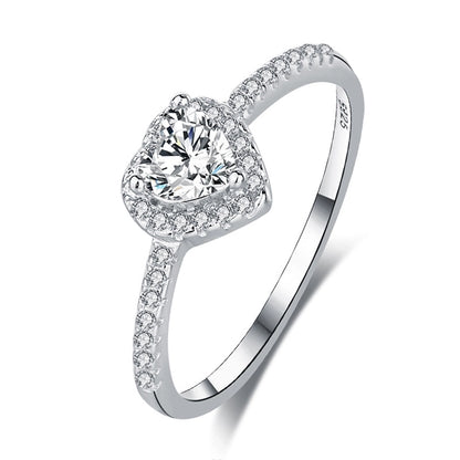 Heart Sterling Silver Moissanite Ring