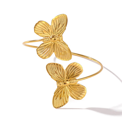 Butterfly Flight Golden Bangle Bracelet