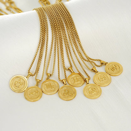 Coin Golden Zodiac Pendant Necklace