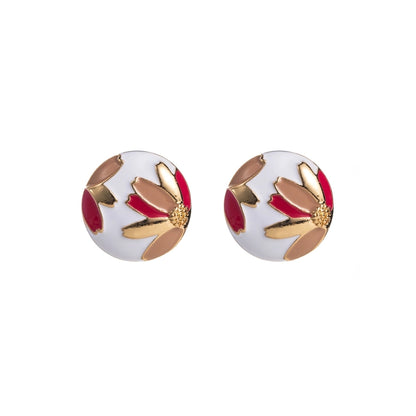 Floral Art Enamel Stud Earrings