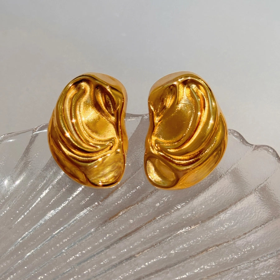 Abstract Golden Statement Stud Earrings