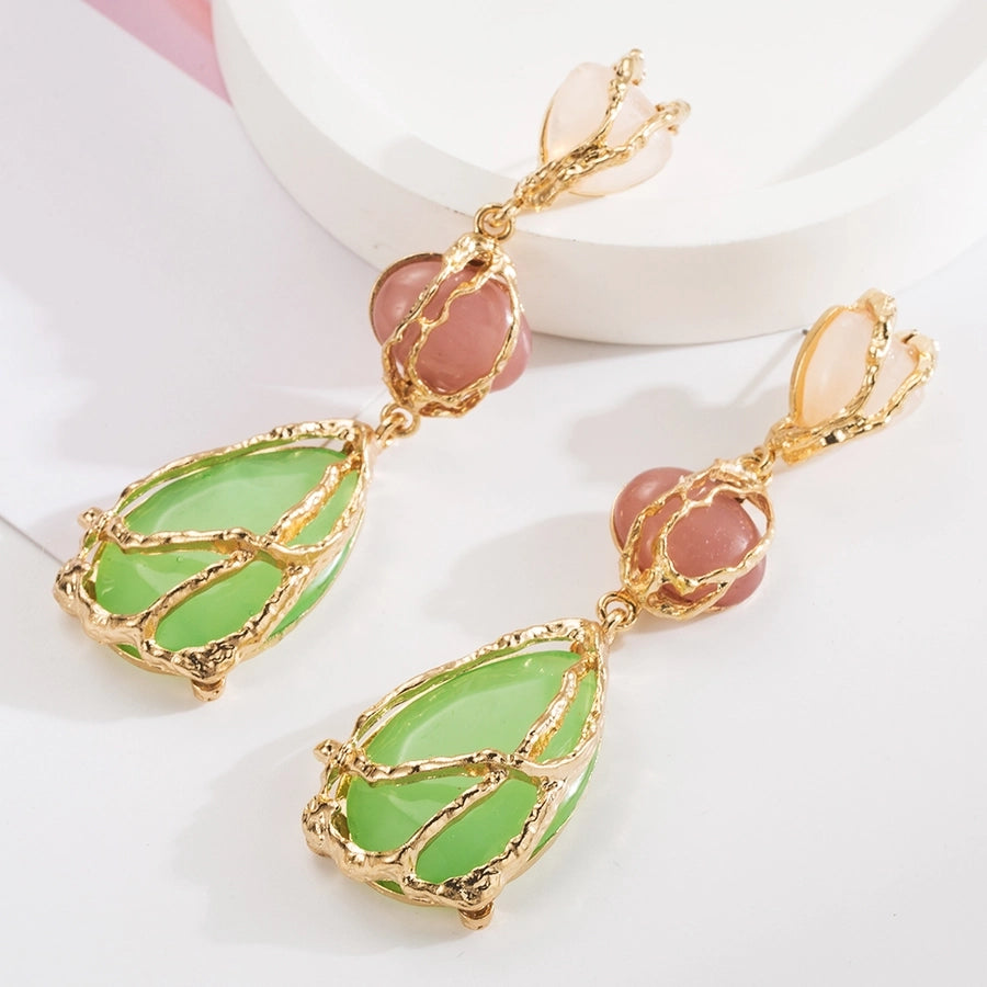 Resin Pastel Gem Dangle Earrings