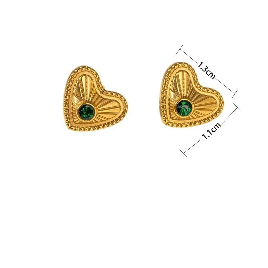 Art Golden Heart Stud Earrings