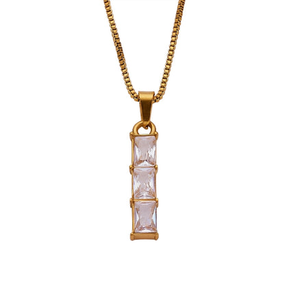 Vintage Crystal Bar Pendant Necklace