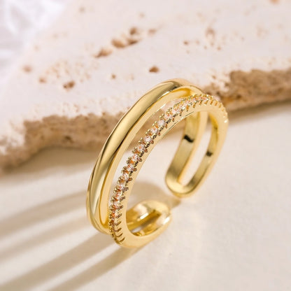 Dainty Golden Zircon Open Ring