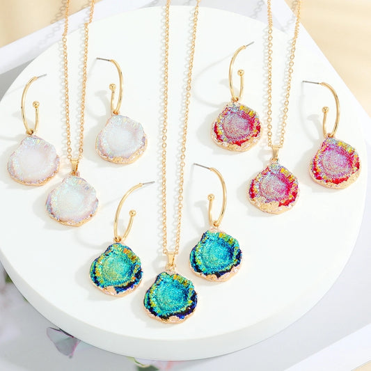 Resin Gem Necklace & Earrings