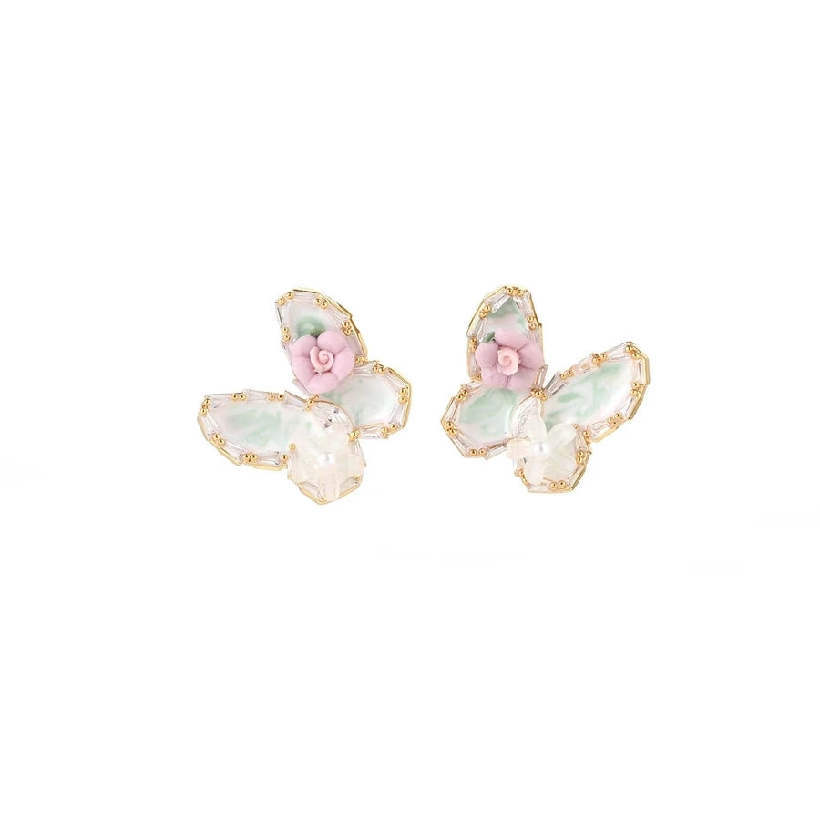 Handmade Pastel Art Butterfly Stud Earrings