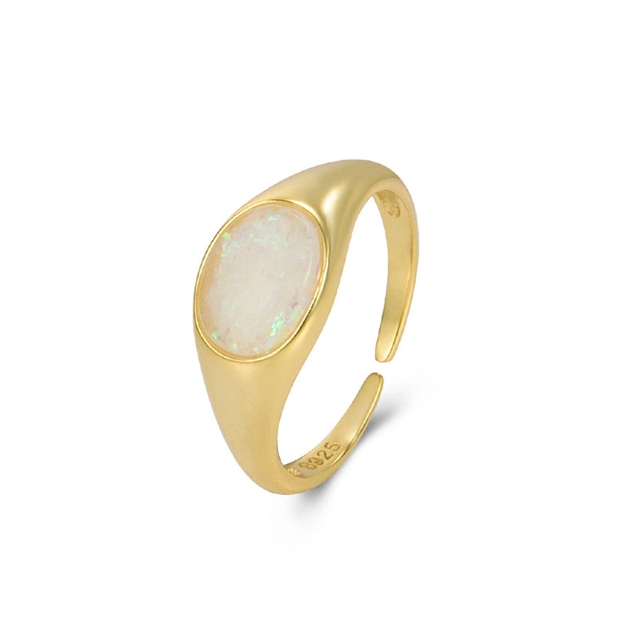 Opal Statement Open Ring 925 Silver