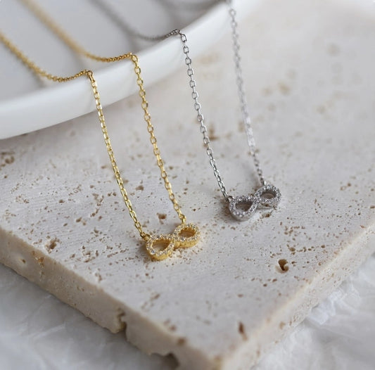 Minimalist Infinity Crystal Chain Necklace