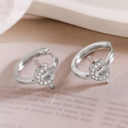 Cross Knot Crystal Hoop Earrings