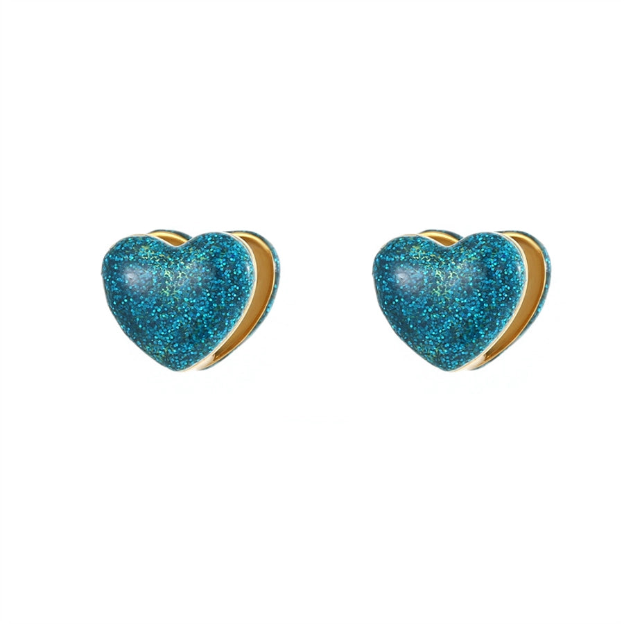 Glitter Heart Shine Hoop Earrings