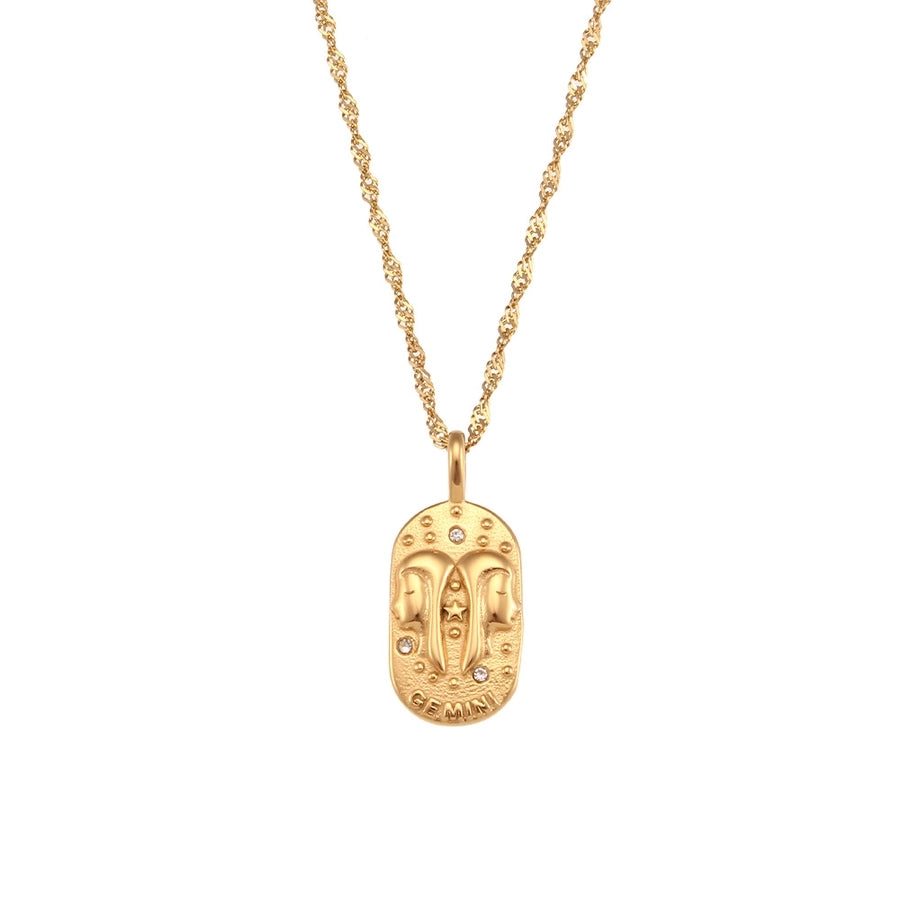 Vintage Gold Zodiac Pendant Necklace