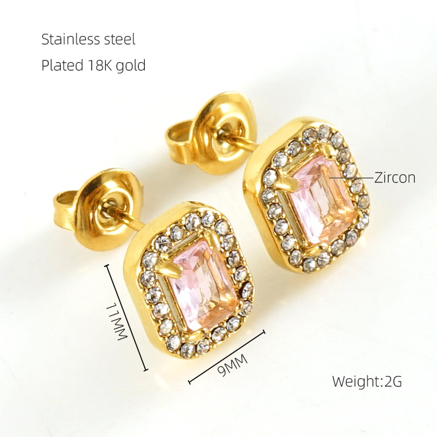 Vintage Minimalist Crystal Stud Earrings