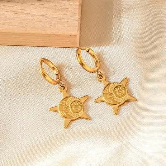 Vintage Celestial Star Drop Earrings