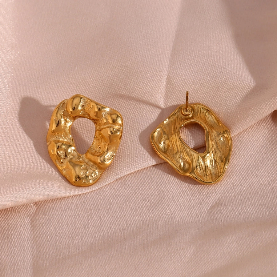 Abstract Hollow Gold Stud Earrings