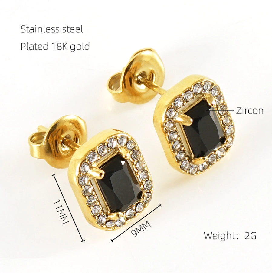 Vintage Minimalist Crystal Stud Earrings