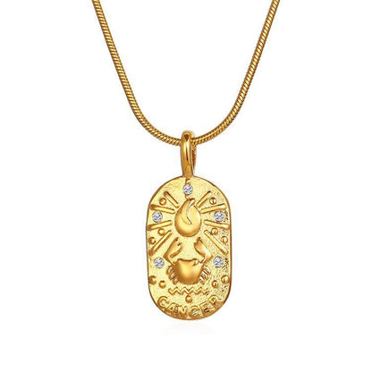 Vintage Gold Zodiac Pendant Necklace