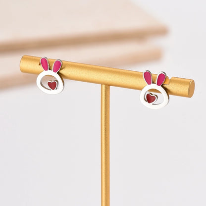 Bunny Love Pink Stud Earrings