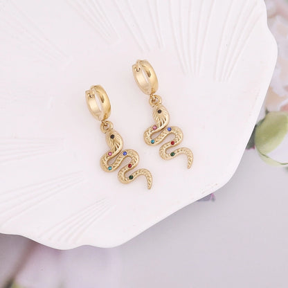 Vintage Snake Charm Hoop Earrings