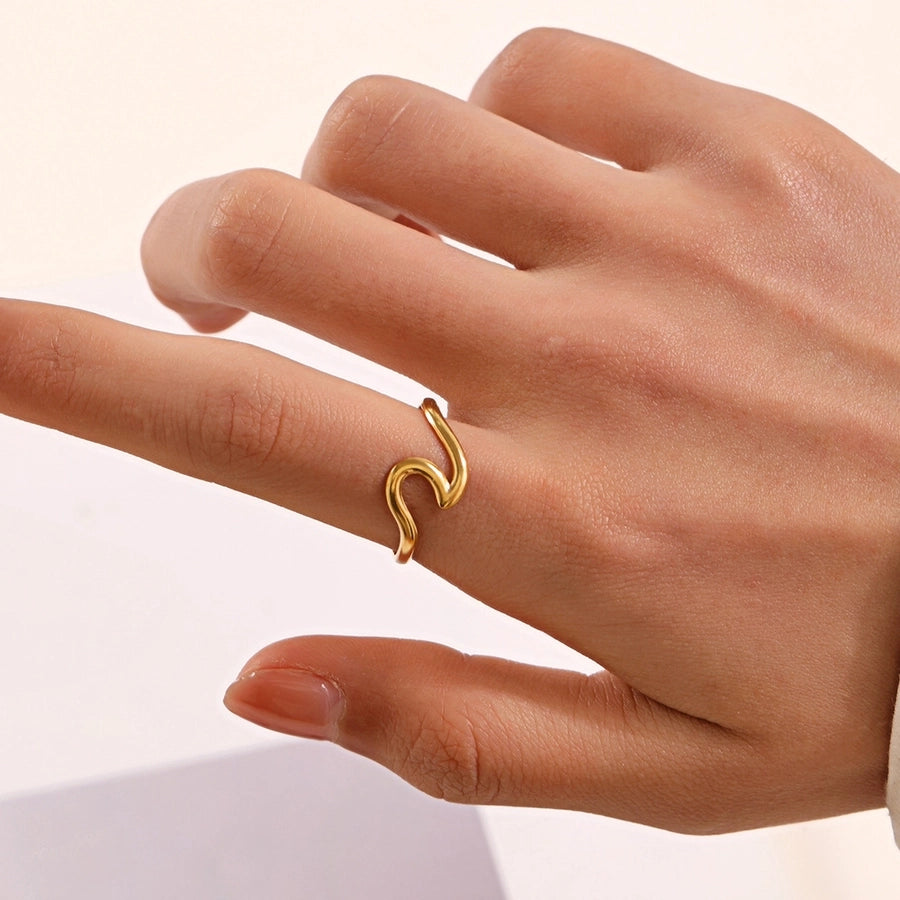 Simple Sea Wave Open Ring