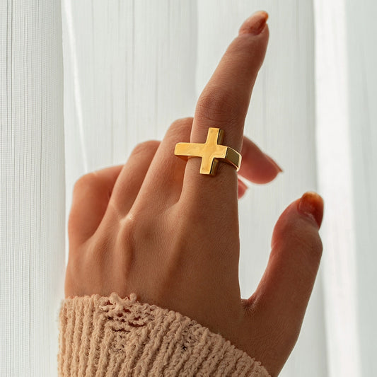 Golden Cross Statement Ring