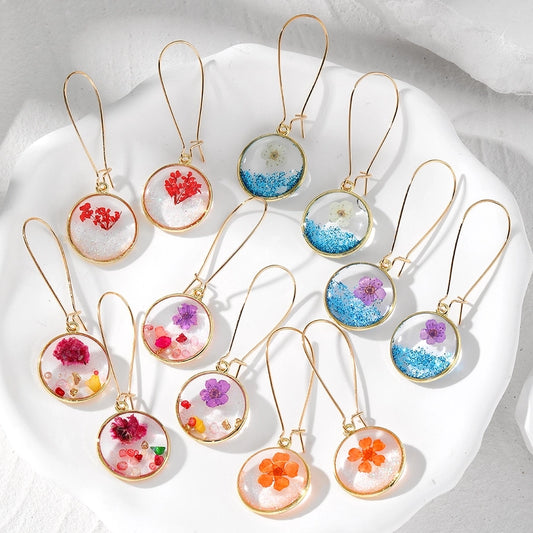 Glitter Resin Floral Drop Earrings