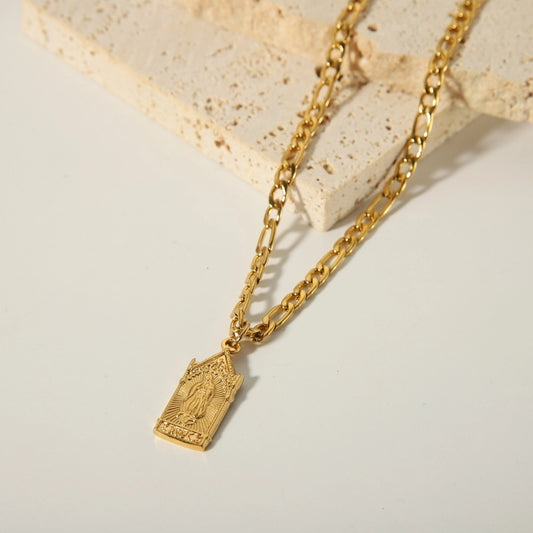 Mary Prayer Gold Pendant Necklace