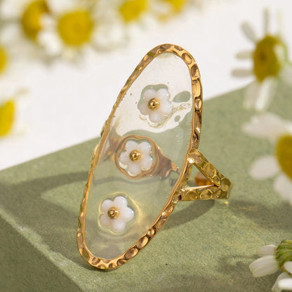 Floral Resin Open Ring