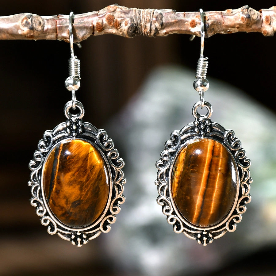 Vintage Gemstone Dangle Earrings