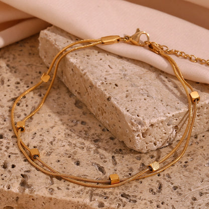 Cube Double Layer Chain Anklet