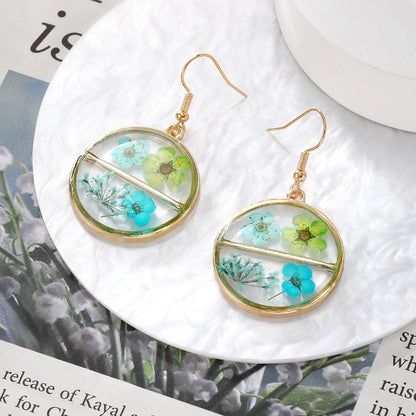 Sky Dried Flowers Resin Dangle Earrings