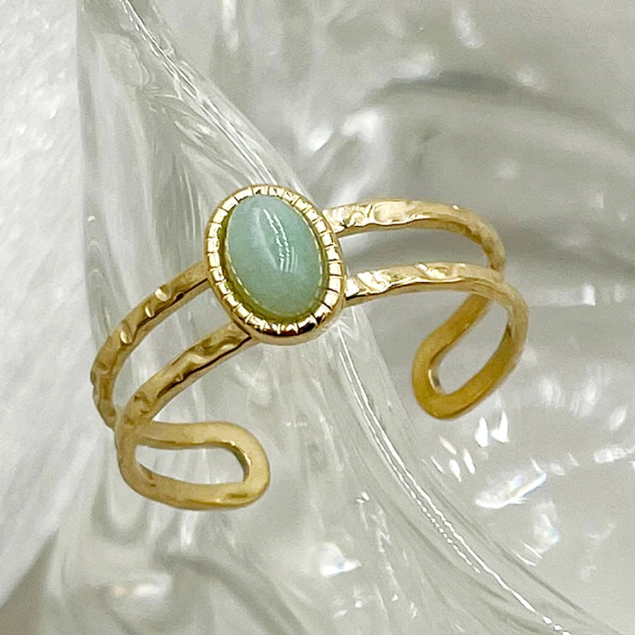 Vintage Oval Gemstone Open Rings