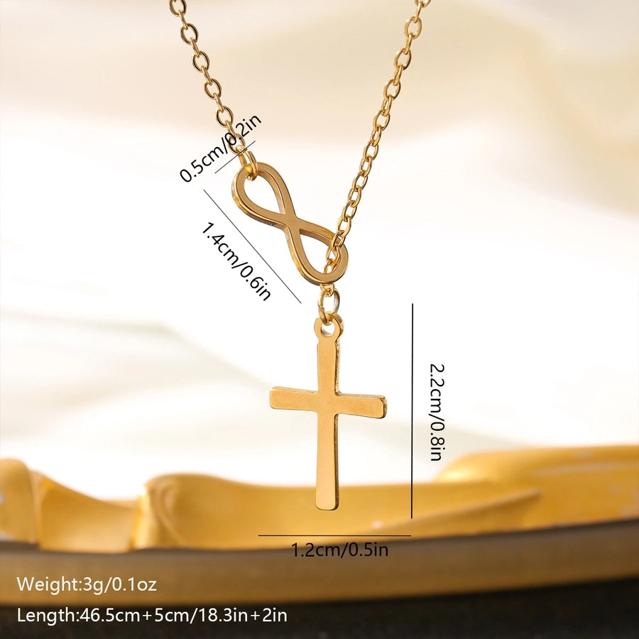 Minimalist Infinity Cross Lariat Necklace