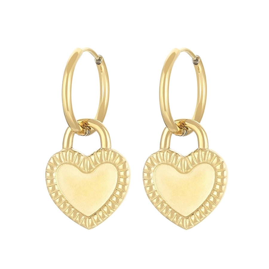 Street Heart Charm Hoop Earrings