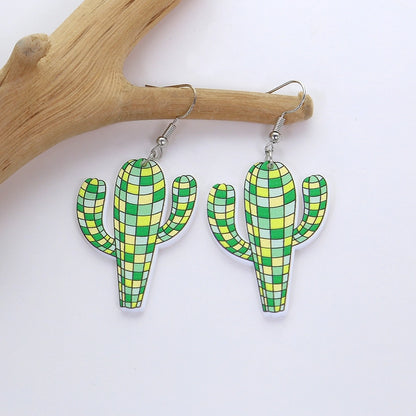 Disco Cactus Acrylic Drop Earrings