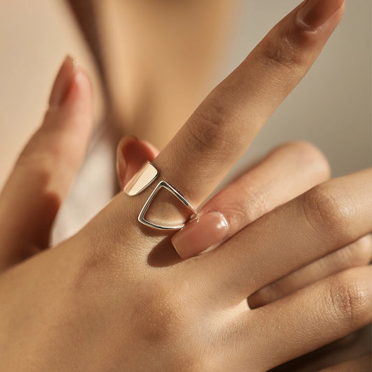 Abstract Sterling Silver Open Ring