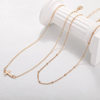 Minimalist Cross Layered Chain Necklace