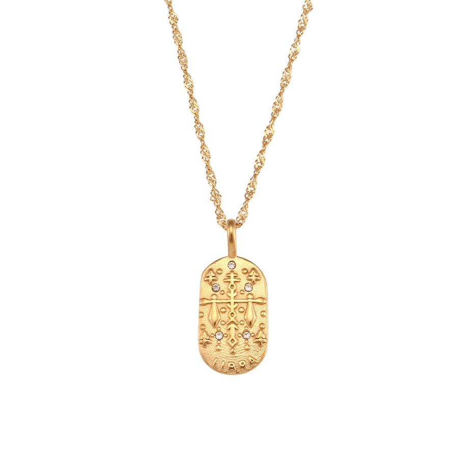 Vintage Gold Zodiac Pendant Necklace