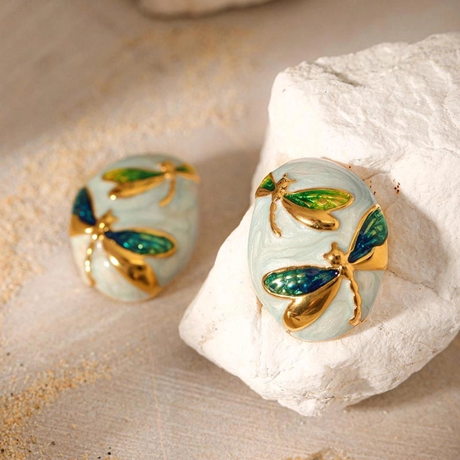 Dragonfly Art Stud Earrings