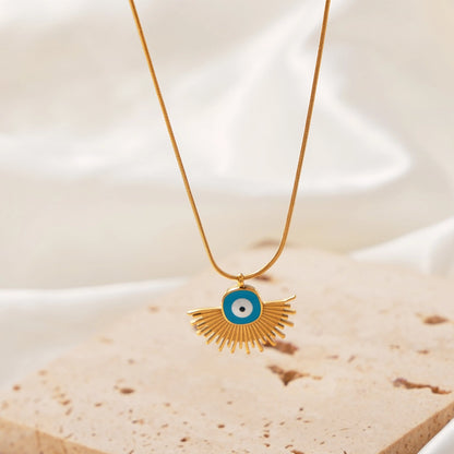 Boho Sun Evil Eye Pendant Necklace