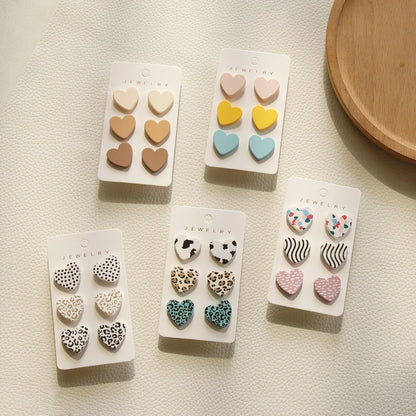 Candy Acrylic Heart Stud Earrings Set