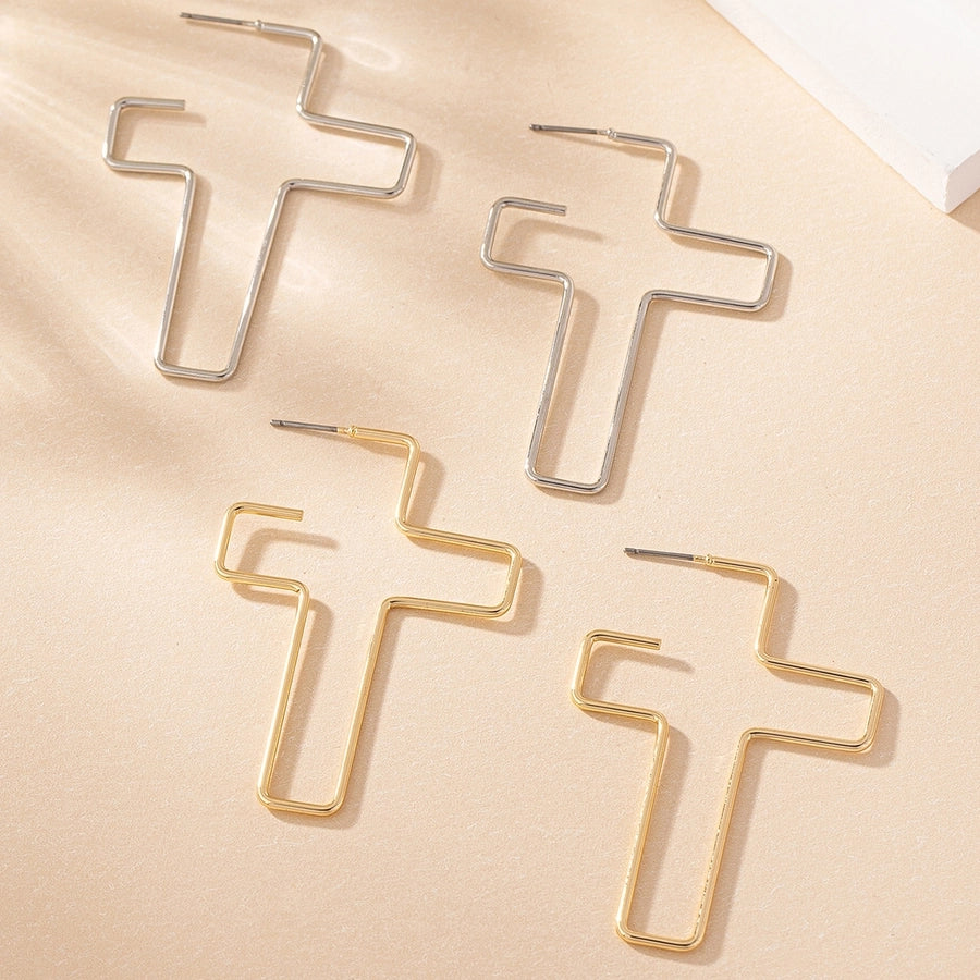 Hollow Cross Drop Earrings