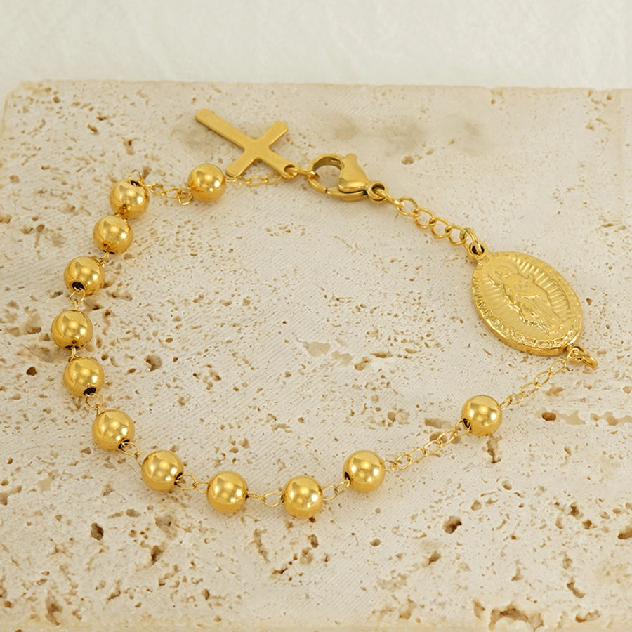 Cross Coin Golden Link Bracelet