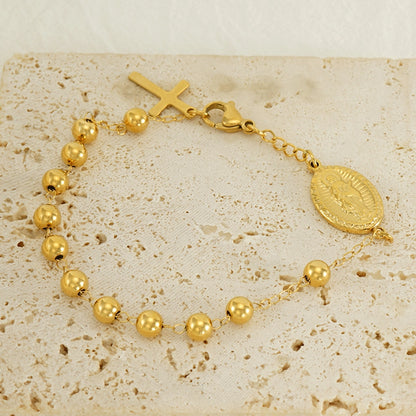 Cross Coin Golden Link Bracelet