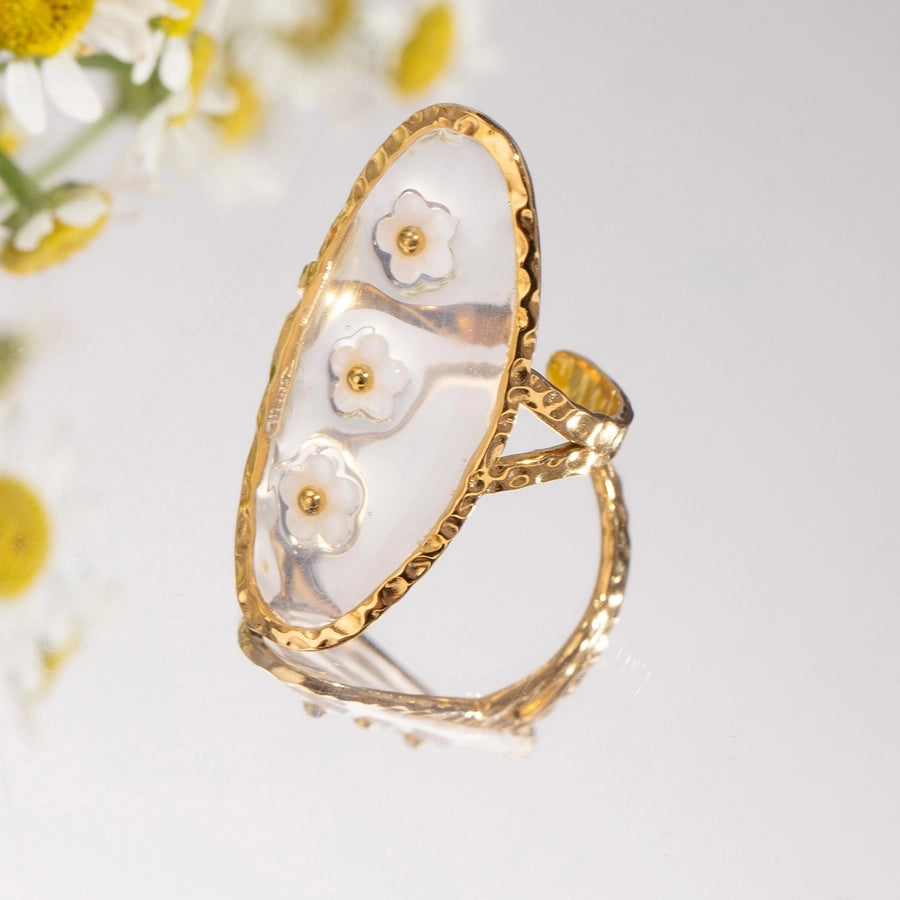 Floral Resin Open Ring