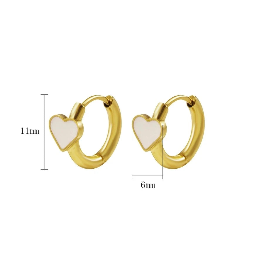 Minimalist Enamel Heart Hoop Earrings