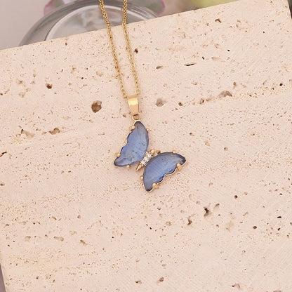 Crystal Butterfly Pendant Necklace