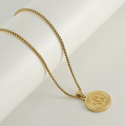 Coin Golden Zodiac Pendant Necklace